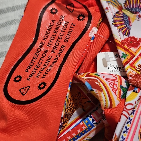 Escape To Paradise Vibrant Ruched Stamp Print Bikini Bottoms XL New - Picture 6 of 9